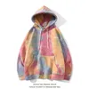 Moishe Tide Tie Dyed Hoodie for Men and Women Loose Bf Fashion Brand Hip-hop Couple Long Sleeve Gradient Coat