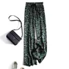 Calças femininas Capris Green Leopard Printing Tinging Draped Wieleg Women's Pan 220823