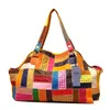 Borse da sera Stile Vintage Handbagss Borsa a tracolla da donna Patchwork Borsa grande cava colorata AWM100Sera