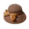 Berets Fedora Hat For Women Temperament Elegant 2023 Autumn Winter Women's Bow Wool High Quality Top Wedding Wend22