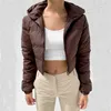 Street Fashion Bubble Jacket Cuello estándar Chaqueta corta de gran tamaño Marrón 2021 Nuevo Invierno Otoño Mujer Buffer Jacket Parka Mujer L220725