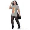 Designer Womens större kläder Sexiga online-byxor Set Fashion Queen Tryckt T-shirt Tvådelt joggerdräkt S-xxxxl