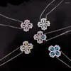 Brand Pure 925 Bijoux en argent sterling pour femmes Lotus Flower Neckce Pendant Luck Clover Sakura Mariage Party Collier Chains