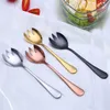 Dijkartikelen Sets Western servies Salade Lepel en vork roestvrijstalen bestek Set Black Dinner Forks Spoondinnerware