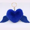 Keychains Heart Wings Love Hair Ball Keychain Pendant Plush Bag Girl Ornaments Car Cute Gift Llaveros Para Mujer Pom Emel22
