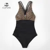 Macacão preto de leopardo em vento de banho sexy cruzado de volta feminino Monokini meninas praia Ternos de banho de banho 220509