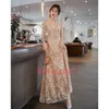 FDHAOLU FU107 Luxe Pailletten Avondjurk Banket Elegante Gouden Half Mouwen Party Prom Gown Robe De Soiree W220421