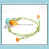 Charm Bracelets Small Carrots Pattern Ceramic Fashion Jewelry Green Rope Cartoon Style Women Cute Adorn Article Vipjewel Drop Vipjewel Dheyj