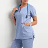 002 Healthca Protective Appal Workwear Women Health Femme Beauty Salon Clothes Scrub Tops Shirt Nurse Nursing Uniform jacketstop