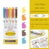 5pcs/set Of Double-Headed Highlighter Stationery Gentle Highlighter Color Drawing Painting Highlighters Art Marker Pen XG0245