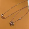 Personality Chic Square Pendant Necklaces Thin Chain Diamond Necklace Simple All Match Unisex Necklaces