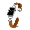 شاهد أشرطة أشرطة 38 مم لـ Apple iWatch 8 Ultra 3 4 5 7 7 Cow Leather 40mm 44mm 45 49 41mm Metal Connector Wristband Black Ladies Women Slim Gold Buckle