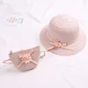 Summer Baby Flower Breathable Straw with Handbag Bags Kids Boy Girls Sun Visor UV Protection Panama Hat Gorras 220617