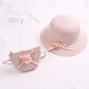 Verano bebé flor paja transpirable con bolso bolsos niños niño niñas visera protección UV Panamá sombrero Gorras 220617