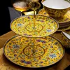 Jingdezhen Original servis uppsättningar Bone China Emamel Gilding Classical Imperial Palace Style 86 PCS Middagsplattor Rätter skålar Bordsvarig för hemdekor