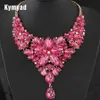 Kymyad Collier Femme Retro Statement Choker Necklace Gold Color Color Crystal Flower Necklaces Pendants Maxi Necklace Women Collares273b