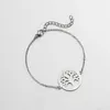 Fashion round Hollow out silver gold stainless steel tree of life bracelet link chain bracelets for women men jewelry