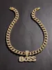 Iced Out Sparking Necklace Bling Baguette Cubic Zirconia Cz Intial Name Boss Letters pendent graduated Necklaces for men boy Charm Hip Hop jewelry BOSS