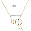 Naszyjniki wiszące podwójne okrąg Naszyjnik dla kobiet projektantka mody Złoty łańcuch walentynki walentynki upuszczenie dostawy klejnot dhx78