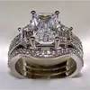 Vintage 3ct ouro casamento 10k noivado diamante anel define 925 prata esterlina laboratório bijou banda para anéis brancos mulheres homens jóias kkp3100451