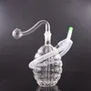 Atacado mini cachimbo de água criativo grosso claro granada antitanque água dab rig bong tubo com tigela de queimador de óleo de vidro masculino de 10mm e mangueira de silicone para fumar