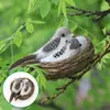 1 Sätt realistiska fjädrade fåglar med boägg av ägg konstgjorda hantverk för trädgårdsfester gräsmatta dekor hembilprydnad 220721
