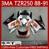 Kit de carrosserie pour YAMAHA YPVS 3MA TZR250RR TZR250R 1988-1991 Corps 115No.130 TZR250 TZR 250 TZR-250 R RS RR 88 89 90 91 Orange Noir TZR250-R 1988 1989 1990 1991 Carénage OEM