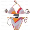 Bikini da donna multicolori di lusso Costumi da bagno sexy divisi con cravatta INS Costume da bagno da spiaggia alla moda Set di slip da piscina per feste in piscina