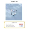 Real 925 Sterling Silver Cute tail moonstone Personality Adjustable Ring Fine Jewelry For Women Party Elegant Accessories 220719