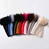 Kinderbont pom hoed mode hoogwaardige baby warm gebreide beanie cap kinderen echte wasbeer bont bal winter hoed j220722