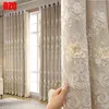 Rideau de tulle en relief brodé de luxe européen Rideaux en satin imitation haut de gamme pour salon chambre à coucher Royal Home Decor # 4 220511