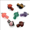 Charms Jewelry Findings Components Mix Natural Stone Quartz Crystal Amethyst Agates Aventurine Mushroom Pendant For Diy Making Accessories