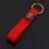 سلاسل المفاتيح جلد النحل المعادن الفاخرة المفاتيح السيارات سيارة الخصر أسود أحمر Keyrings Key Chain Keyholder KeychainsKeychains