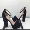 Designer-Top quality sandals Vintage printed denim shoes chunky platform heel 13cm super high heeled women sandal outdoor factory footwear f