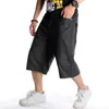 EBAIHUI été grande taille 30-46 jambe large Hip-Hop noir jean Shorts homme Skateboard Swag Baggy hommes Capri Denim pantalon