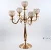 Party Decoration 12pcs European Elegant Tall 5 Arms Wedding Gold Crystal Candelabra For Centerpiece by sea GCB14650