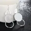 Charm 925 zilveren kleur oorbellen ketting sieraden set voor dames mode feest geschenk meisje student elegant frosted circle bruiloft