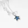 Fashion 925 Sterling Silver Sky Blue Starfish Pendant Necklace CZ Diamond Bright Star Chain Item Original Boxed Pandora Men and Women Couple Set Gift