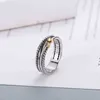 Pierścienie Dwukolorowy pierścionek Kobiety Moda Platyna Platy Black Thai Silver Sprzedawanie biżuterii251B6949616