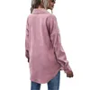 Women's Jackets Women Spring Autumn Corduroy Shirt Jacket Button-down Solid Color Long Sleeve Lapel Outerwear With PocketsWomen's