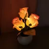 Bordslampor Led Tulip Blomkruka Lampa Rosa Rumsdekor Simulering Keramisk Atmosfär Nattljus Hemdekorativa prydnader Bord