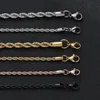 Mens Gold Chains Necklaces Stainless Steel Twist Chain Titanium Steel Black Silver Hip Hop Necklace Jewelry 3mm