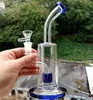 Blue/ Pink 8 inch Delicate Glass Water Bong Hookahs with Tire Percolators Smoking Pipes