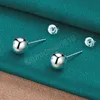 925 Sterling Silver 8mm Round Smooth Solid Bead Ball Stud Earrings for Women Wedding Engagement Party Jewelry