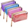 Waterproof Cosmetic Bags PVC Laser Makeup Bag Transparent Zippered Toiletry Pouch Portable Travel Organizer