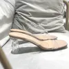 نساء الصيف تضخ الصنادل PVC النعال الهلام المفتوحة إصبع القدم عالية الكعب النساء الشفافة بيربيكس الأحذية أحذية كعب صافل 220523