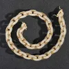Связание браслетов цепь хип -хоп медный микроанкуйный циркон золотой гальванический ожерелье 13 -мм кубинское мужское личностное ювелирные украшения