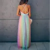 Sexy Moederschap Jurken Pography Lange Zwangerschap Po Shoot Prop Voor Babyborrels Party Rainbow Tulle Zwangere Vrouwen Maxi Gown 220331