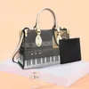 Bolsas de noche Guitarra y llaves de piano Diseño de marca impresa Bolsos casuales de hombro para mujeres Resado de cuero Crossbody Bage2946