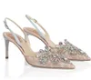 Italie Design Jewel Slingbacks VENEZIANA Sandales Rene Bridal Party Mariage Caovilla Pompes Look Exclusif Dentelle Bout Pointu Talons Hauts EU35-42